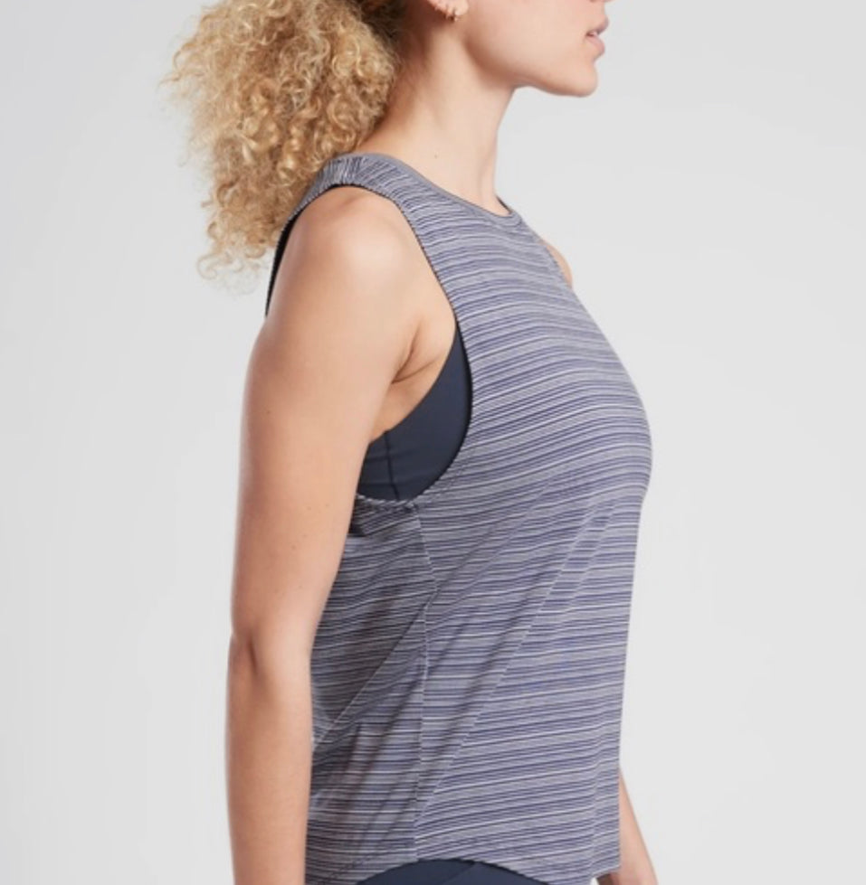 ATHLETA Cloudlight Striped Muscle Tank, XL NEW! A3