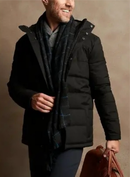 Banana Republic Men’s Tailored Performance,  Hooded Down Jacket,  Black Large New! B7