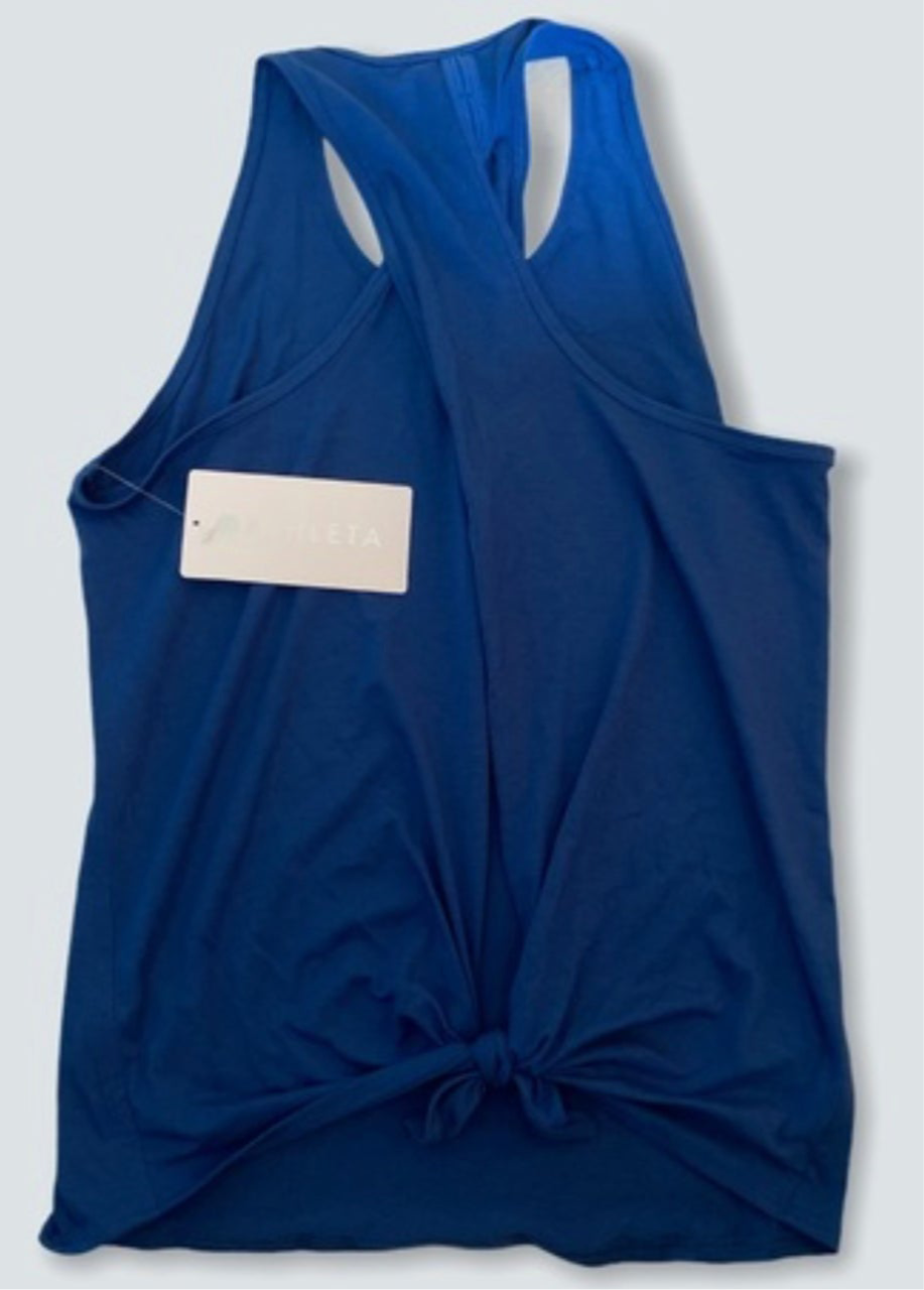ATHLETA True Essence Tie Back Tank, Sapphire Blue Small NEW!(A2)