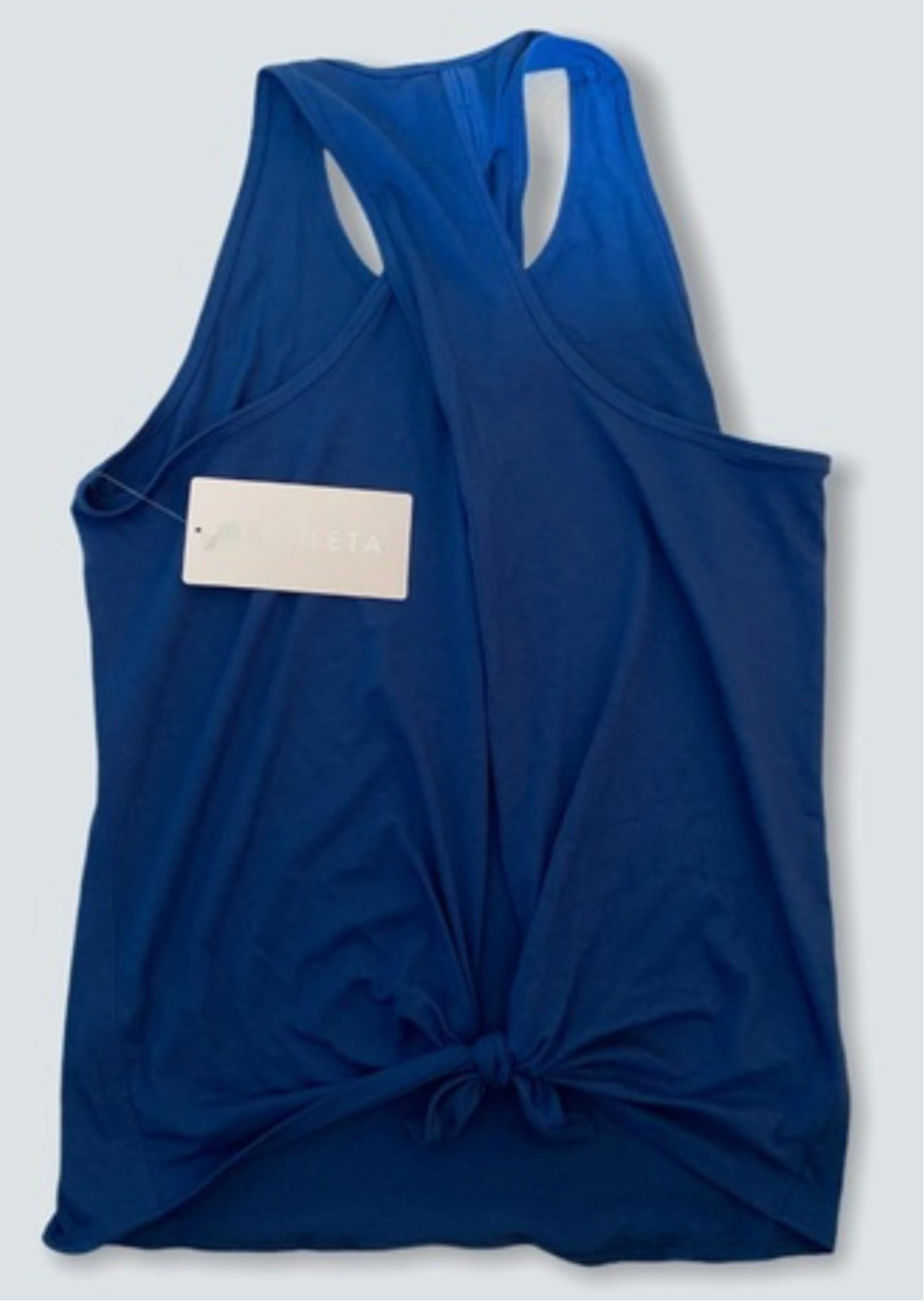 ATHLETA True Essence Tie Back Tank, Sapphire Blue Small NEW!(A2)