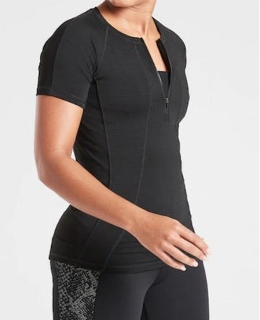 ATHLETA Pacifica UPF Tee Black, Medium Petite NEW! A4