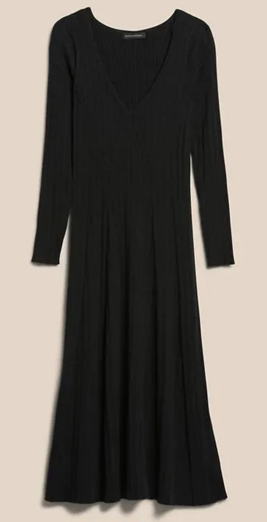 Banana Republic Ribbed V-Neck Sweater Dress