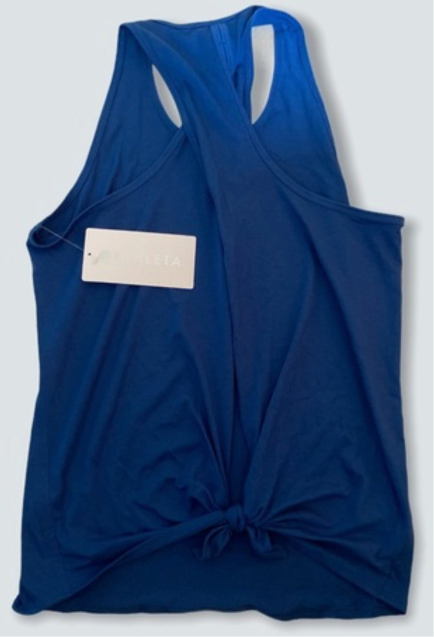 ATHLETA True Essence Tie Back Tank, Sapphire Blue Small NEW!(A2)