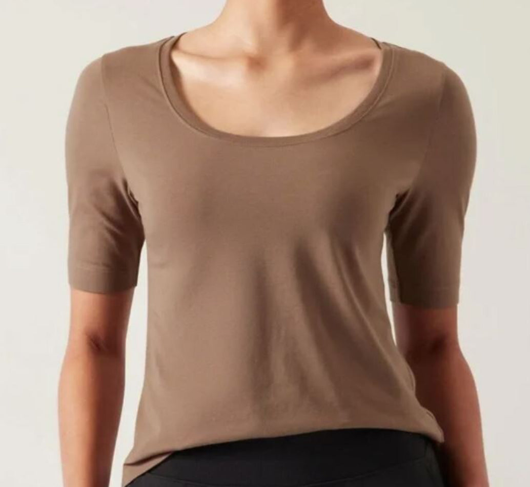ATHLETA Outbound Scoop Tee, Rustic Beige NEW! XL A4
