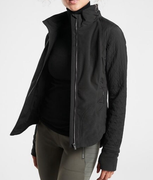 ATHLETA Cold Front Hybrid Jacket, Black Large, New! B5