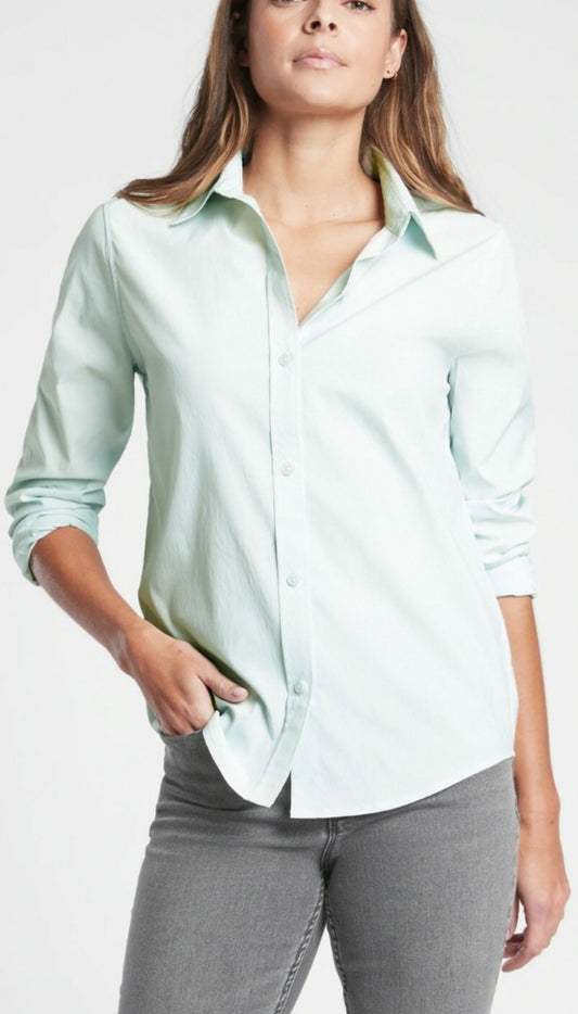Athleta Midtown Shirt, Halcyon Blue, XL New! B10