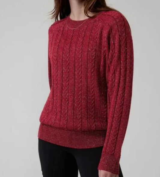 Athleta Crossroads Crew Sweater, Decadent Red, 1X New! B4