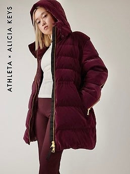 ATHLETA Alicia Keys Velvet Luxe Puffer NEW! Large B5