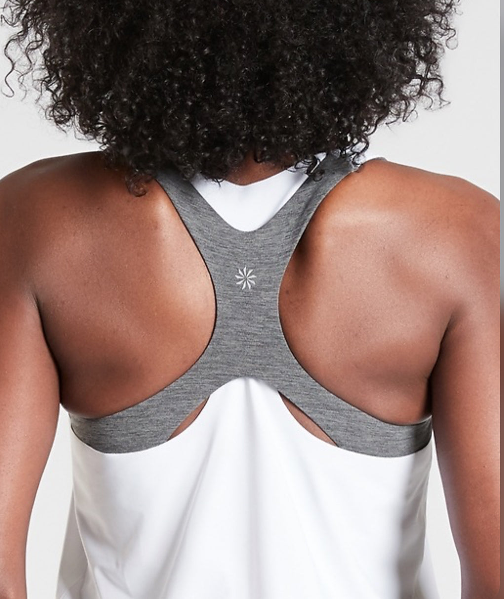 ATHLETA 2 In 1 Ultimate Support Top, white/grey , X-Small NEW! (A2)