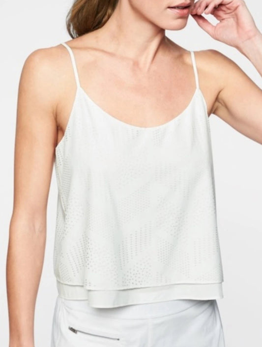 Athleta Featherweight Stretch Perforated Cami, Ivory Large NEW! A3