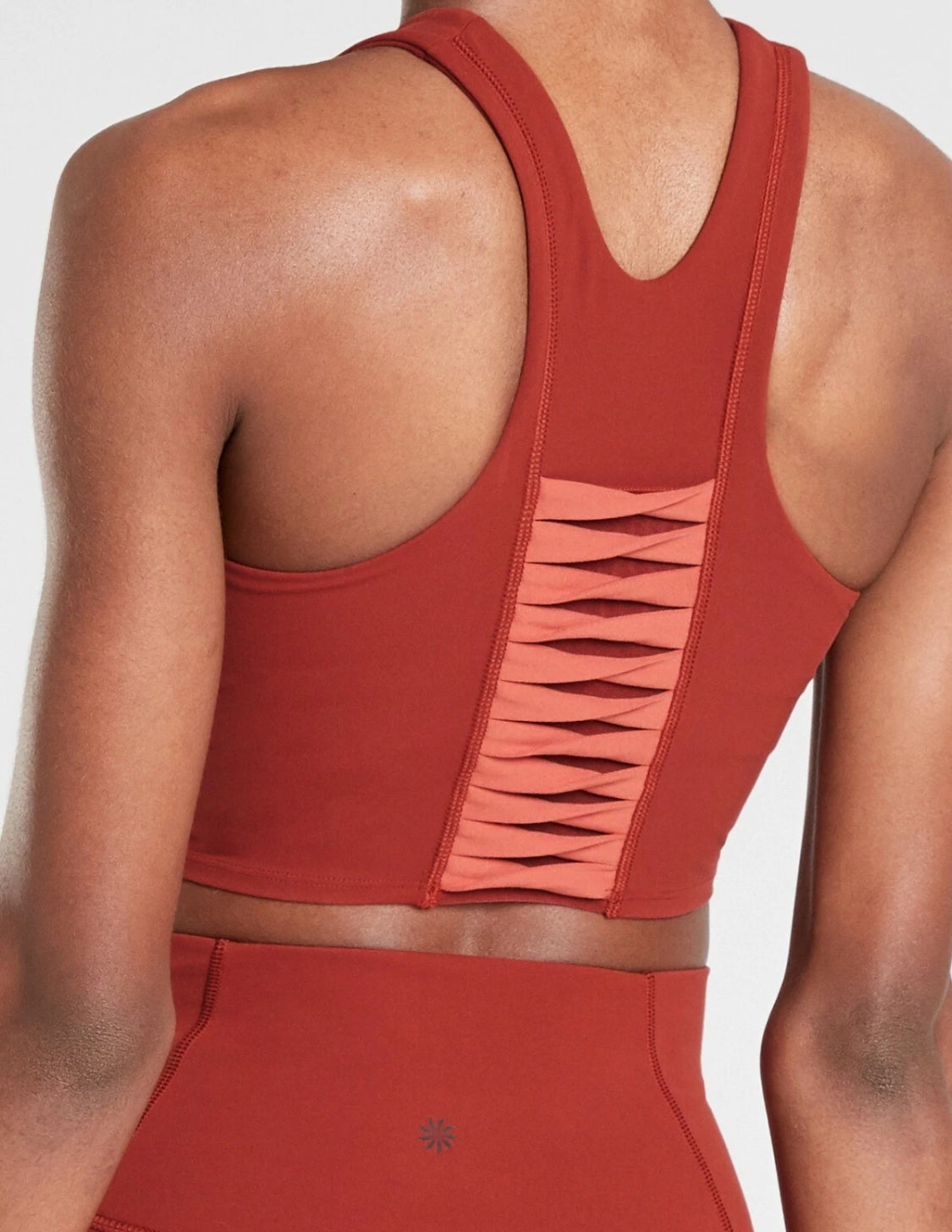 Athleta Conscious Twist Crop in Powervita D-DD, RUSSET BROWN SIZE M A11