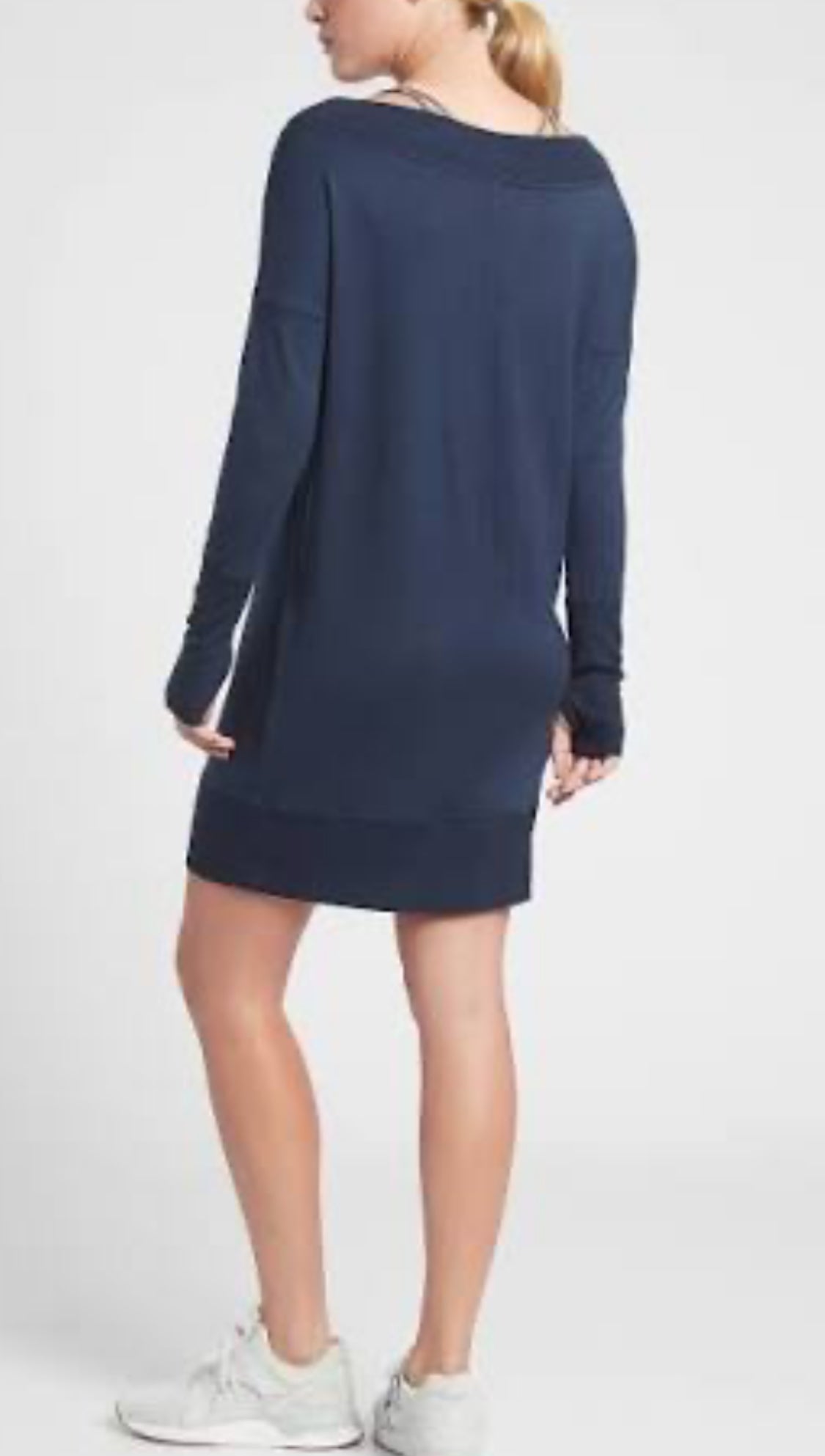 ATHLETA Studio Barre Sweatshirt Dress 2.0, Large Navy, New! B11