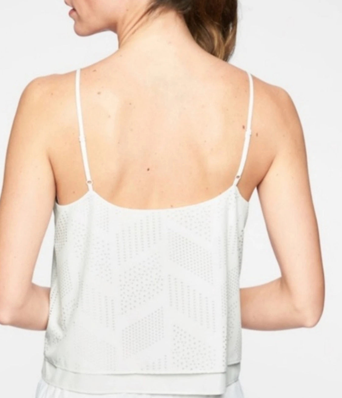 Athleta Featherweight Stretch Perforated Cami, Ivory Large NEW! A3