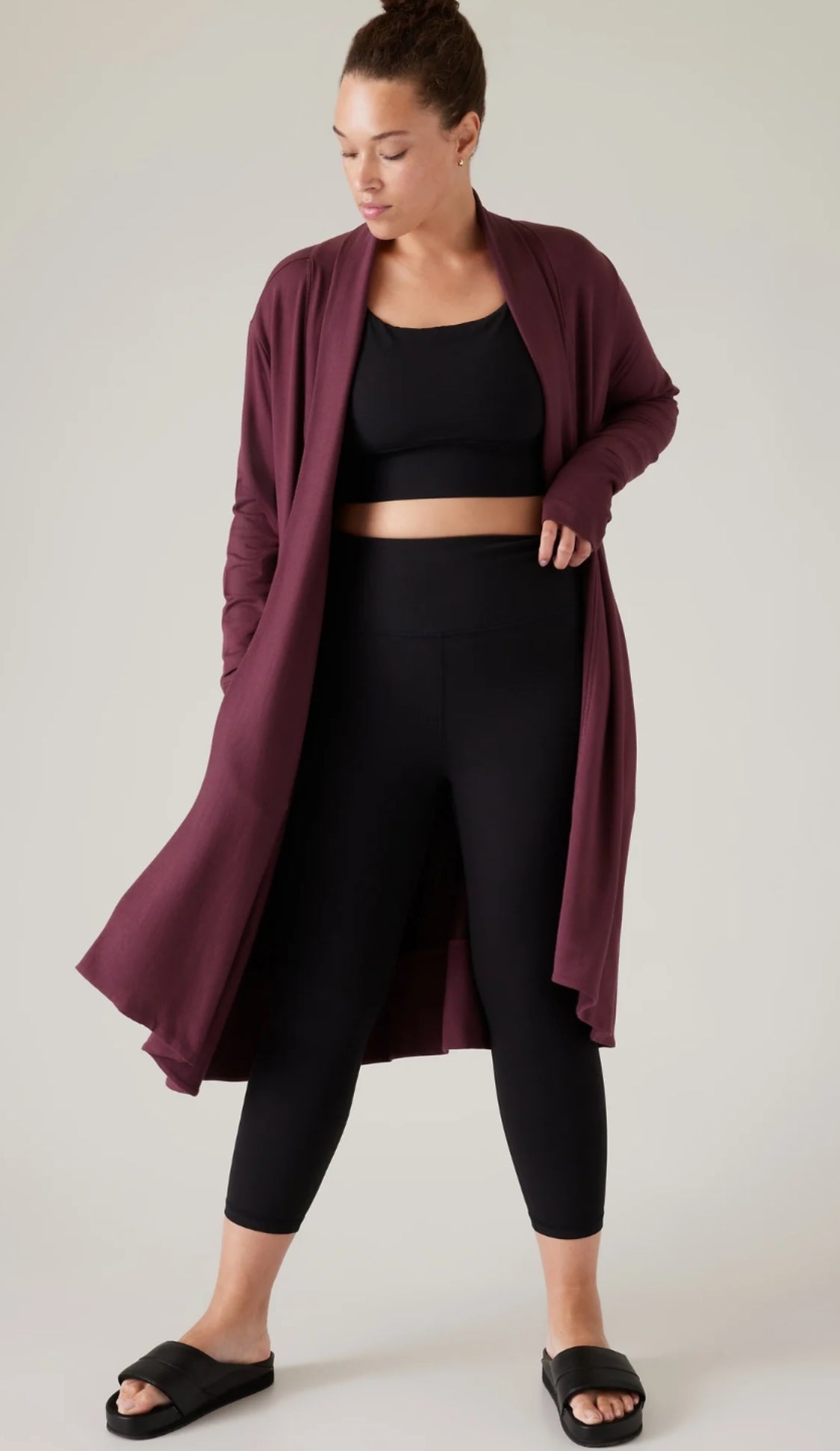 ATHLETA Pranayama Long Wrap, Aubergine, Medium New! B1