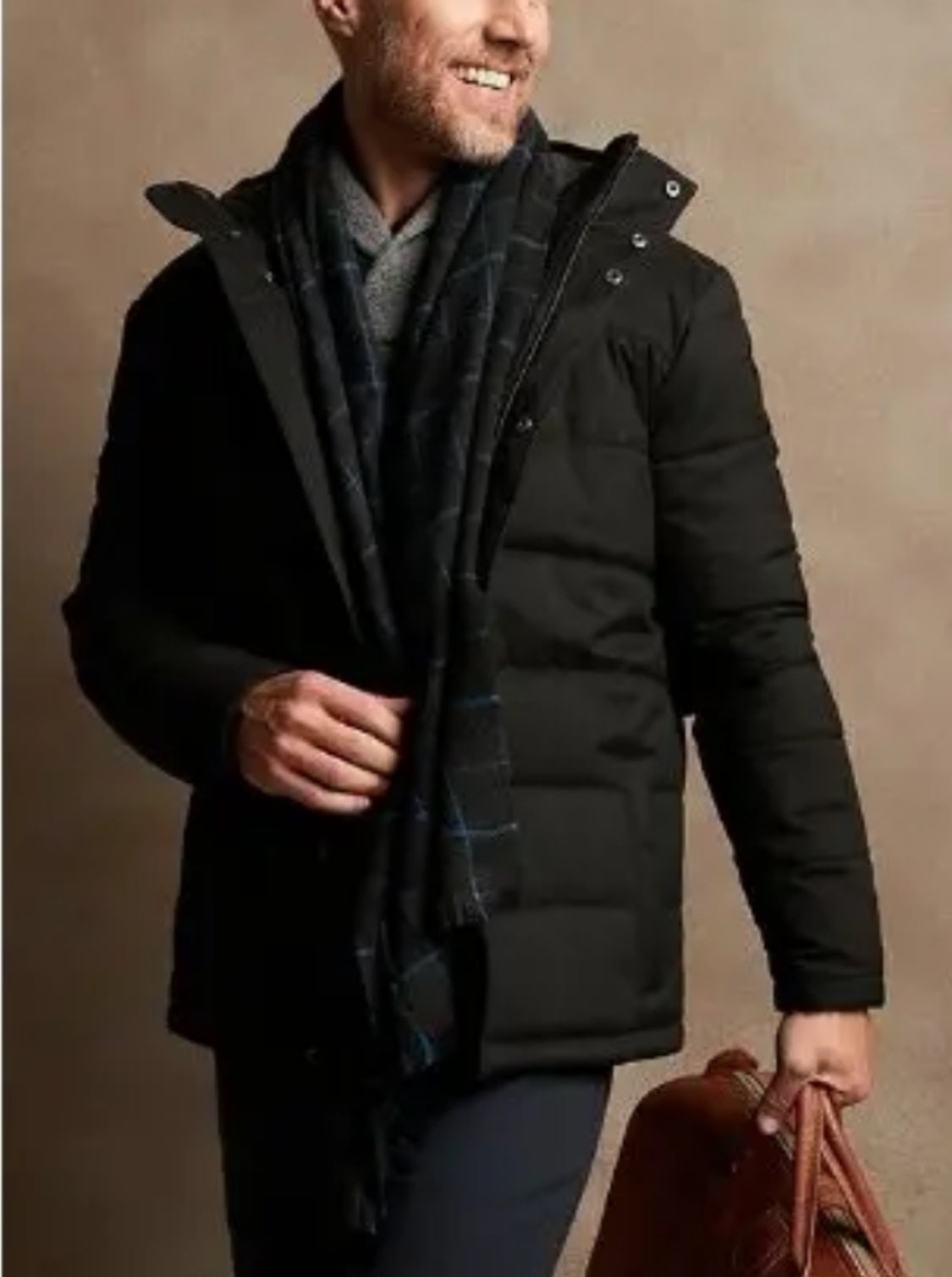 Banana Republic Men’s Tailored Performance, Hooded Down Jacket, Black Large New! B7