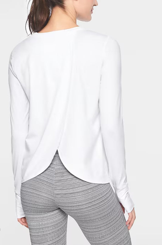 ATHLETA WHITE Sunlover UPF Tulip Back Top XXS NEW! A4