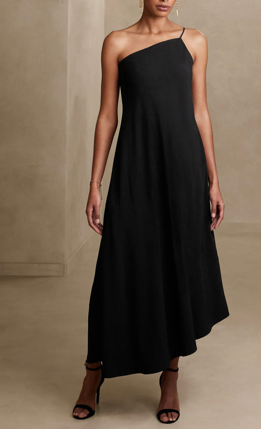 BANANA REPUBLIC ASYMMETRICAL FLOUNCE MAXI DRESS