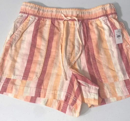 GAP 4" Stripe Linen Pull-On Shorts (NEW) small A6
