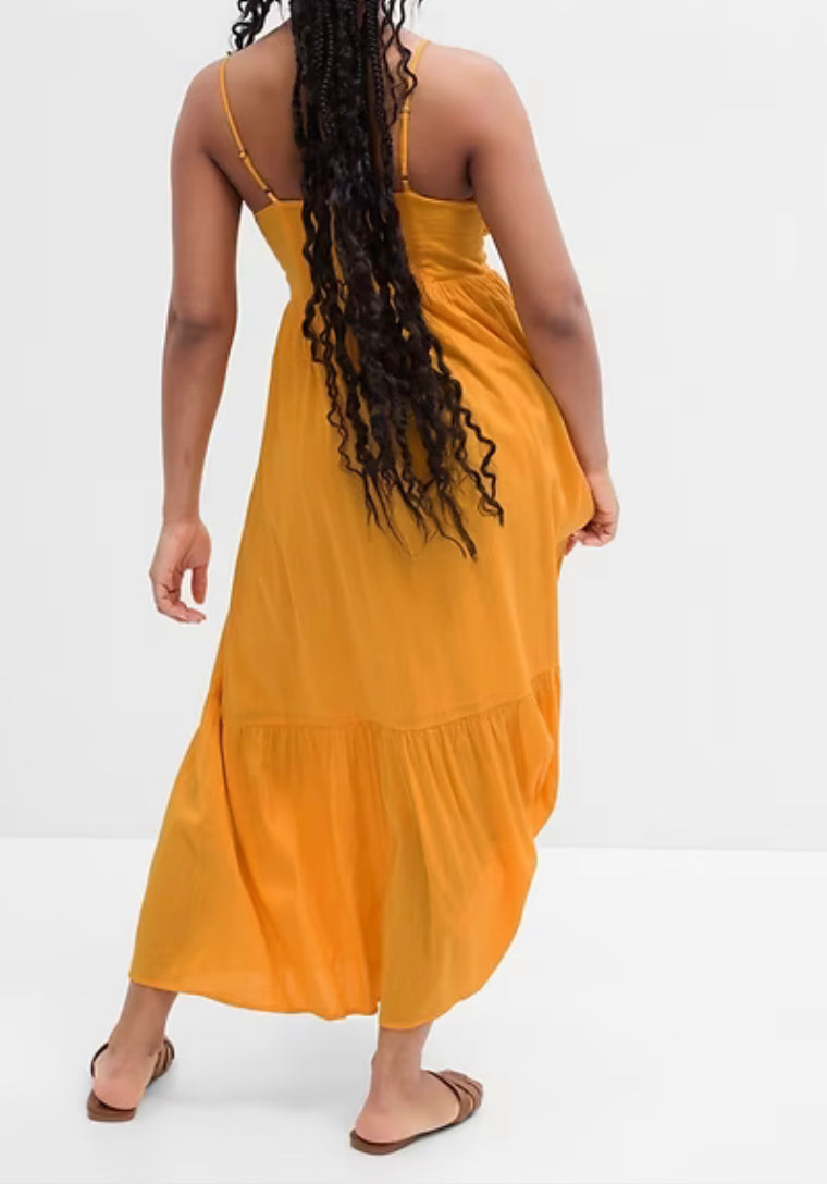 GAP Tie-Front Tiered Maxi Dress Medium NEW!