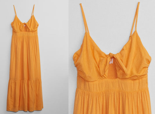 GAP Tie-Front Tiered Maxi Dress Medium NEW!