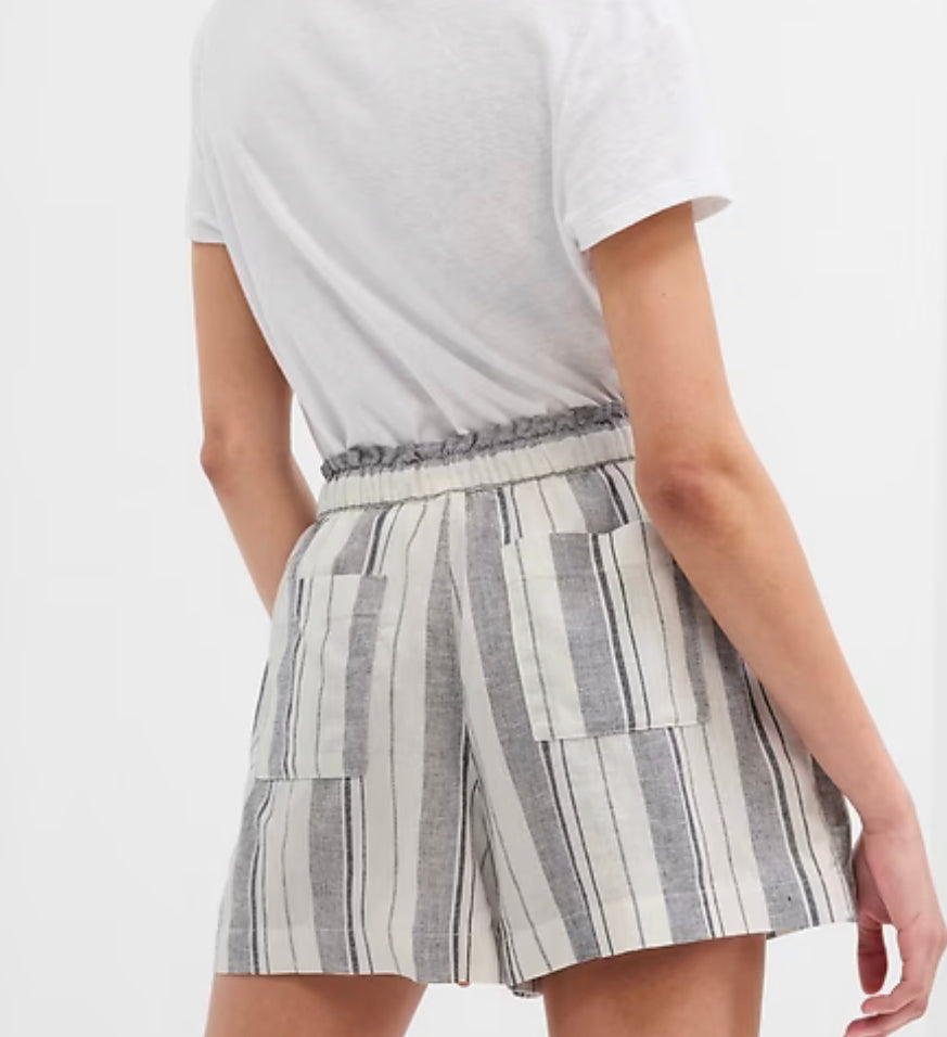 GAP 4" Stripe Linen Pull-On Shorts (NEW) small A6