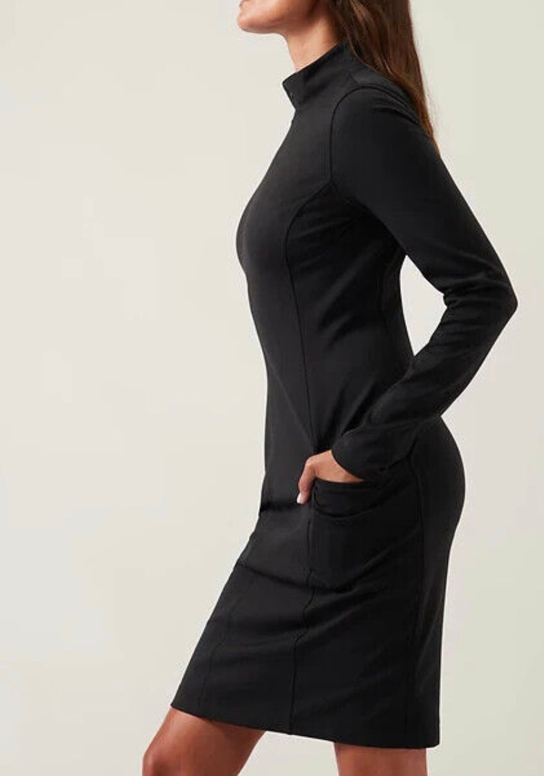ATHLETA Delancey Dress, Black, X-Large New! B12