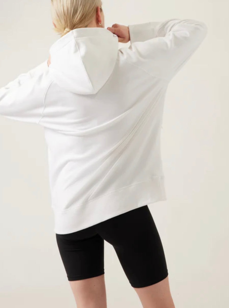 ATHLETA Triumph Logo Hoodie, Large White, New! B9