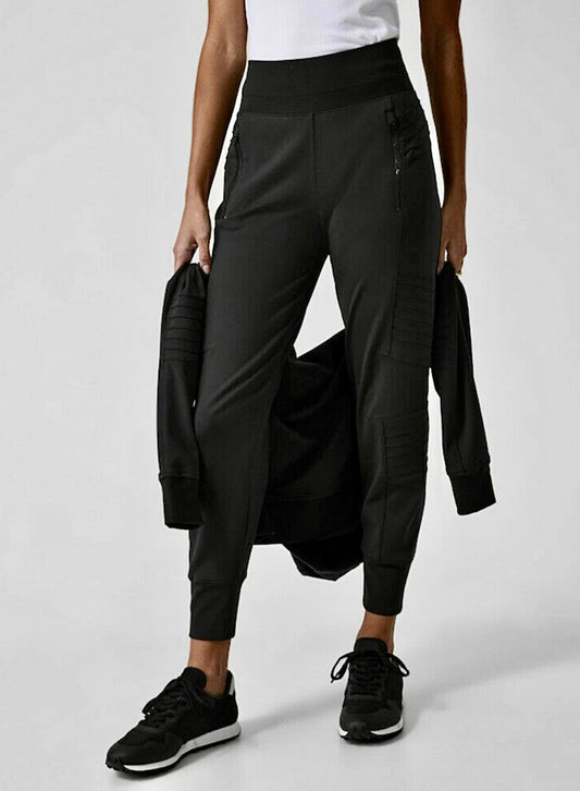 ATHLETA Venice Moto Joggers, Large Black NEW! A6