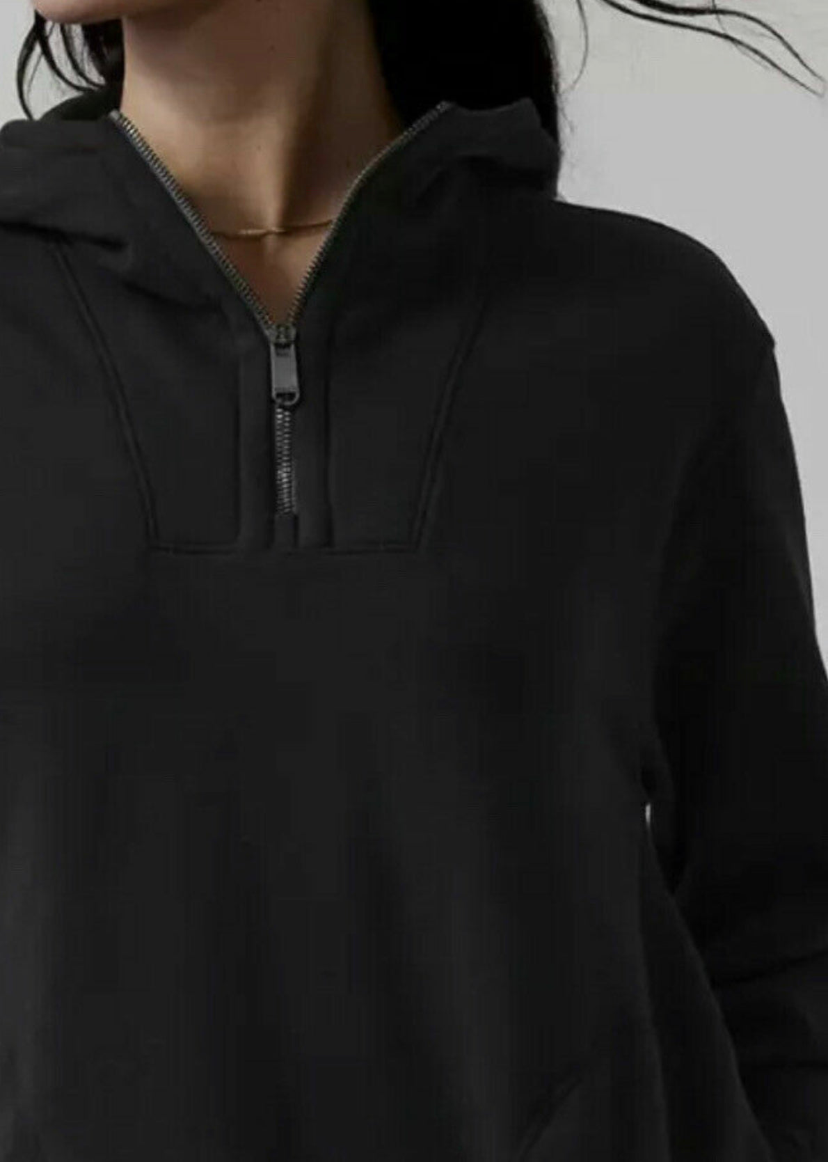ATHLETA Retroplush Tunic Hoodie, Black Large New! B10
