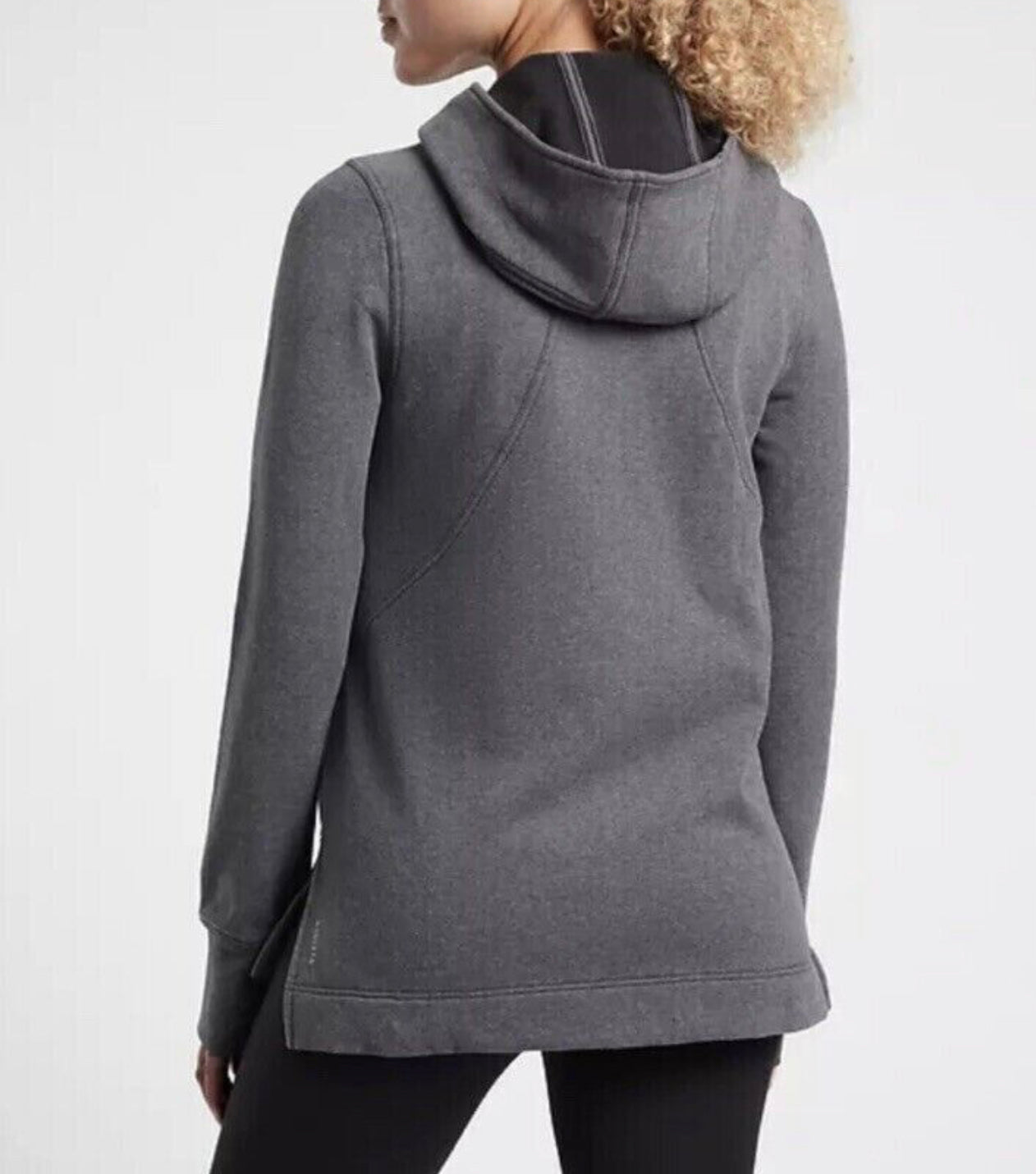 ATHLETA Retroplush Zip Sweatshirt Hoodie, Charcoal, Large New! B10