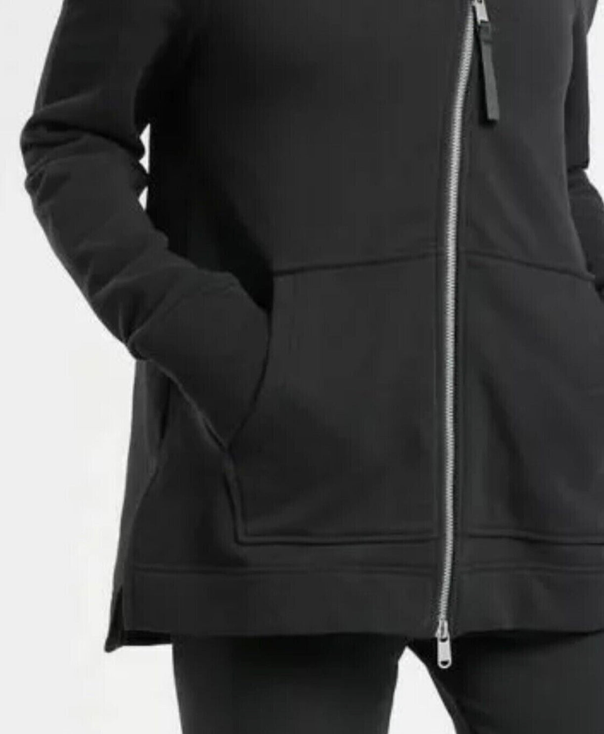 ATHLETA Retroplush Zip Sweatshirt Hoodie, XL Tall, Black New! B3
