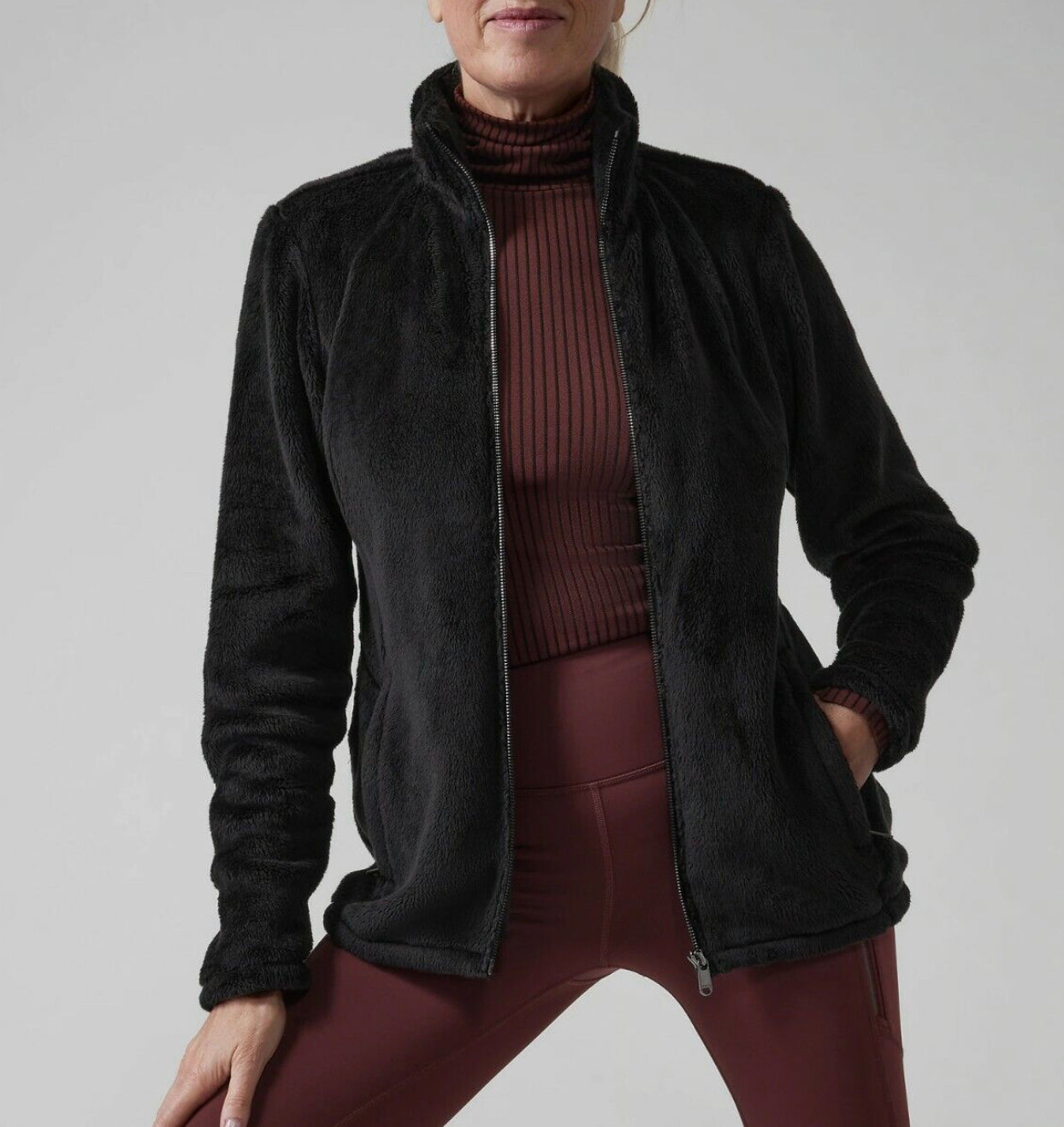 ATHLETA Double Cozy Karma Recover Full Zip Jacket, Small New! B7