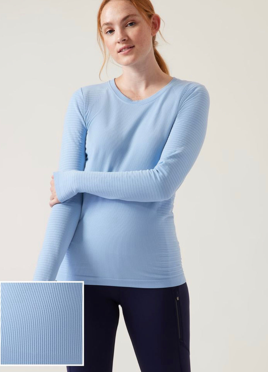 ATHLETA Flurry Blizzard Seamless Top, 1X New! B1