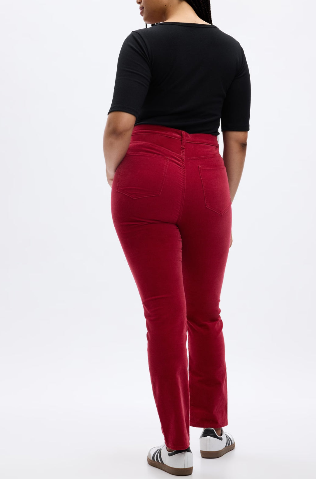 GAP High Rise Velvet Vintage Slim Pants (NEW), Red B8