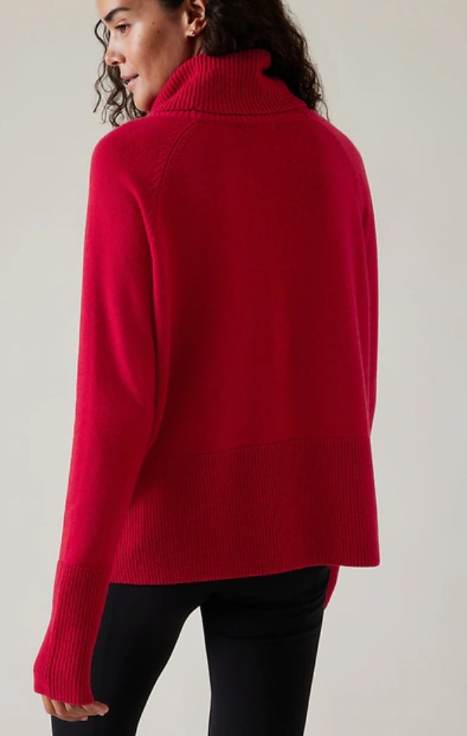 ATHLETA Alpine Turtleneck Sweater, Red, Large New! B4