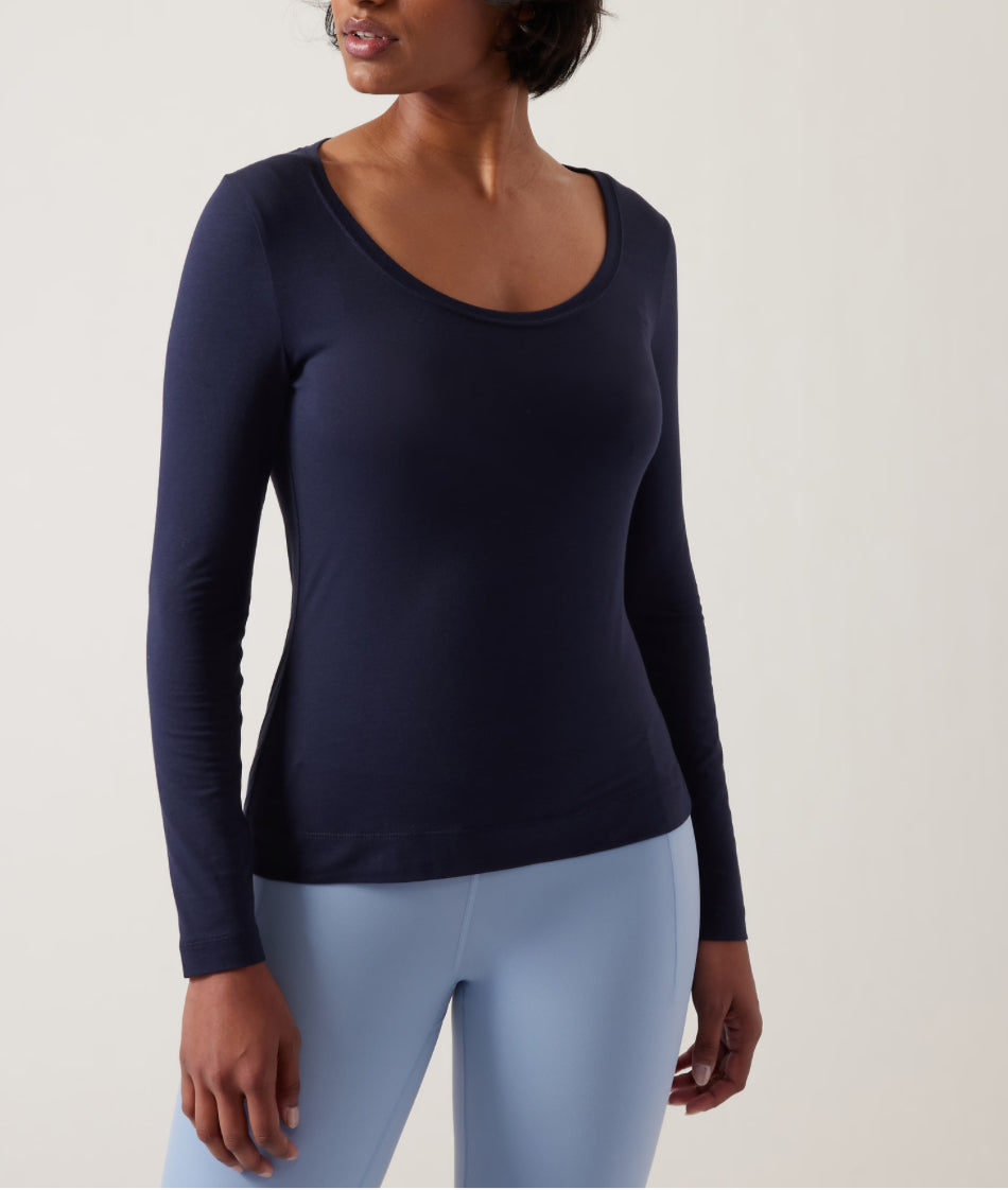 ATHLETA Outbound Scoop Top, Navy 1X New! B10