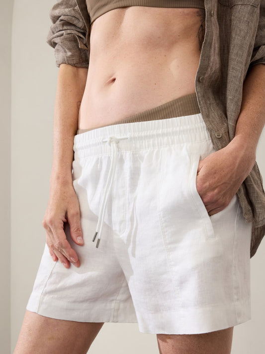 ATHLETA Retreat Linen Shorts (NEW) white 12 A6