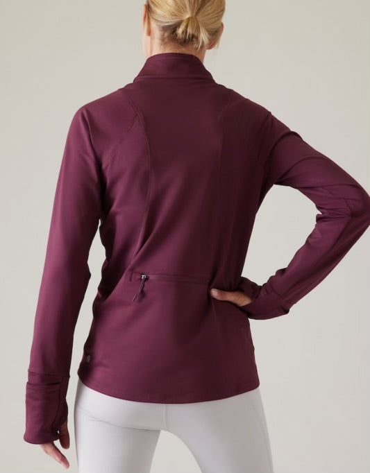 ATHLETA Whistler Half Zip, XL Burgundy, New! B10