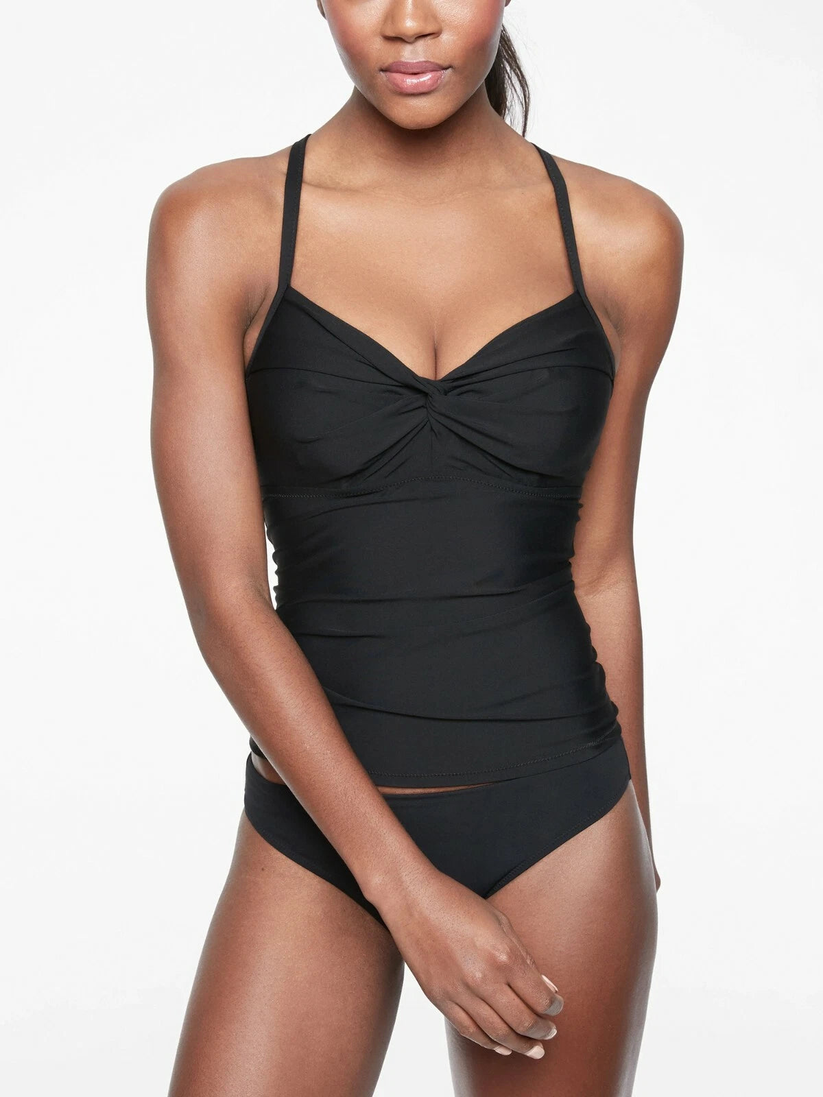 ATHLETA Twist Up Tankini Top, Black, 34 B/C New! A5