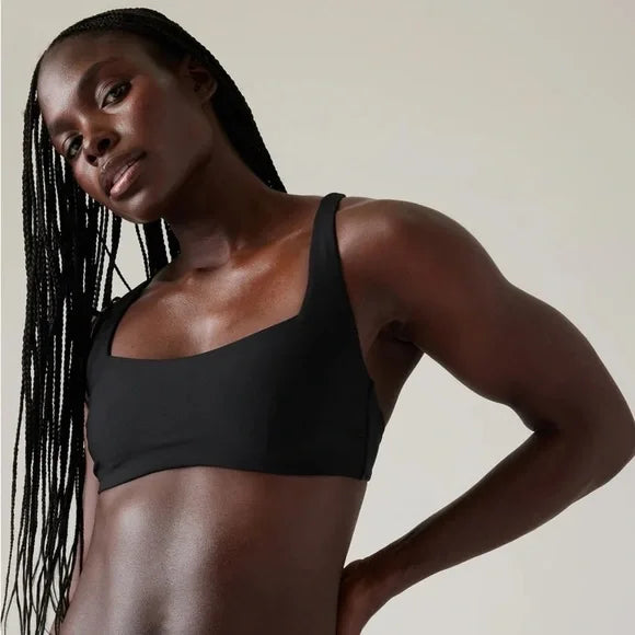 ATHLETA Square Neck Bra Cup Bikini Top, 34 D/DD, Black, New!, A5