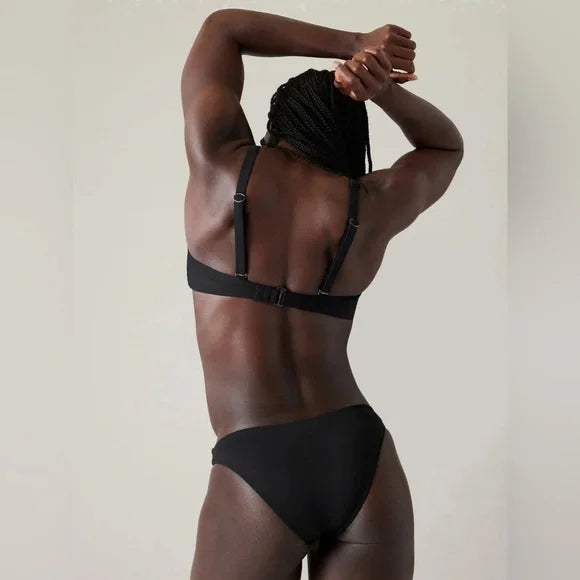 ATHLETA Square Neck Bra Cup Bikini Top, 34 D/DD, Black, New!, A5