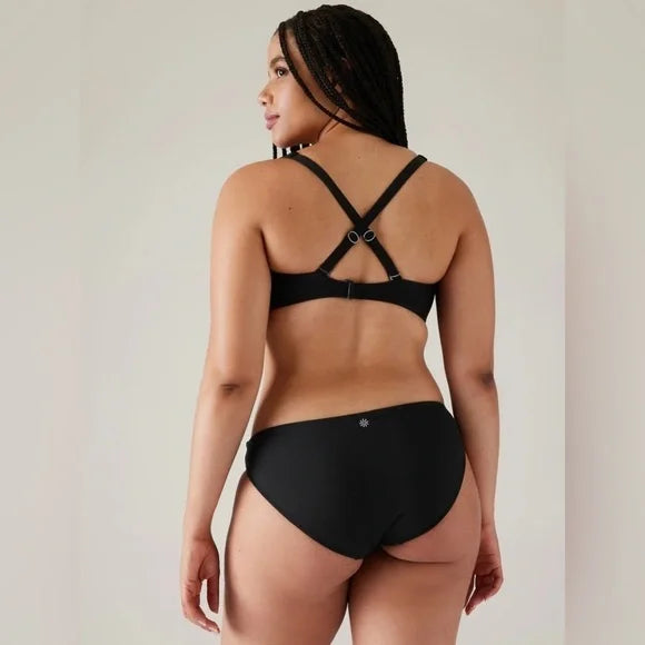 ATHLETA Square Neck Bra Cup Bikini Top, 34 D/DD, Black, New!, A5
