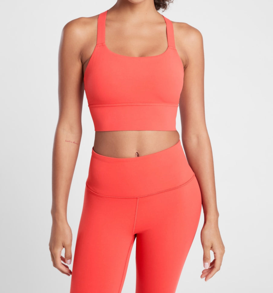 ATHLETA Warrior Long Line Bra In Powervita A-C, Lychee Red –  Activejoyboutique