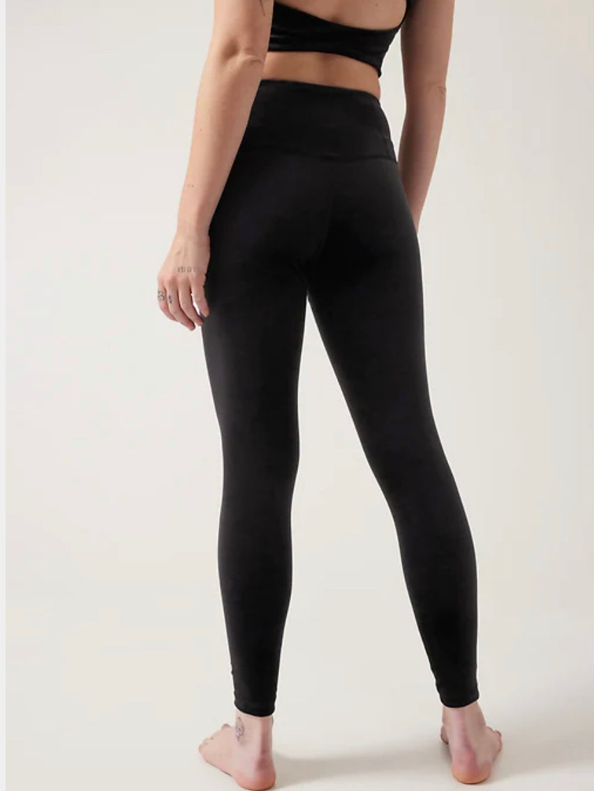 ATHLETA Elation Black Velvet Tight, Medium New! B8