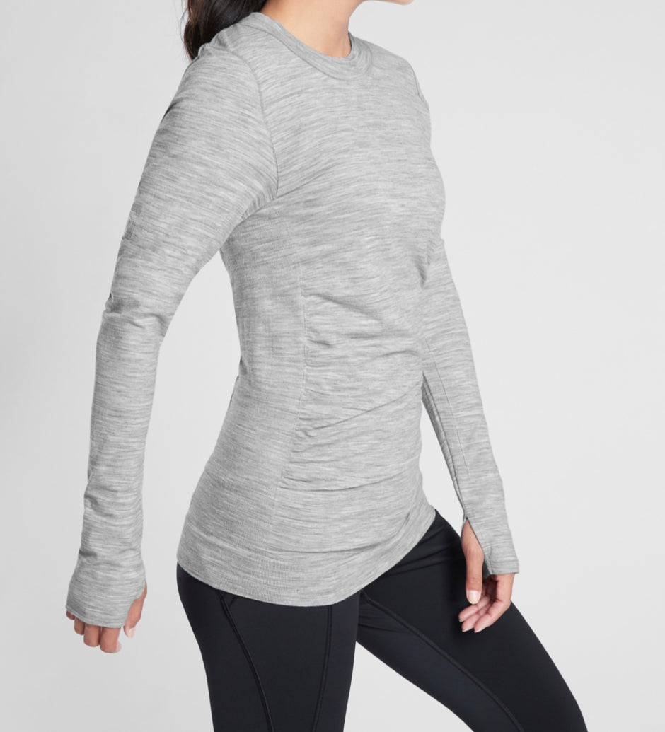 ATHLETA Foresthill Ascent Top, Gray Heather, XL New! B10