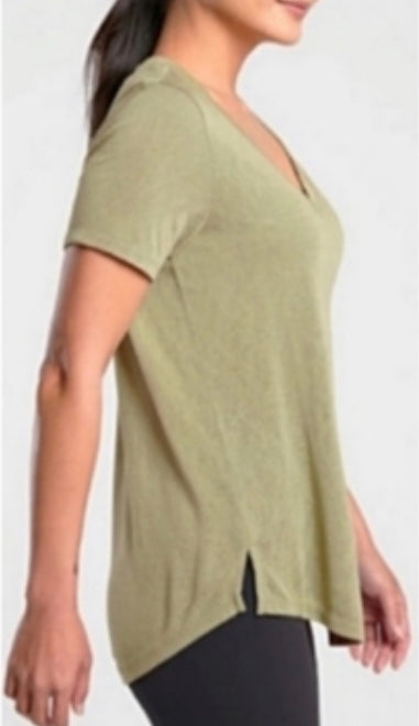 ATHLETA Breezy Scoop V-Neck Tee, Shadow Olive