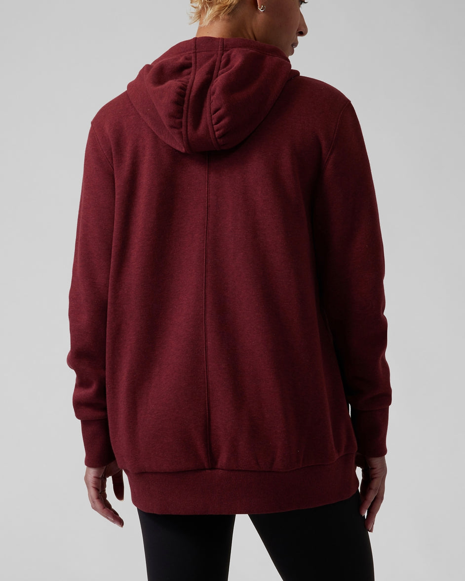 ATHLETA Cozy Karma Full Zip Hoodie, Decadent Red Heather