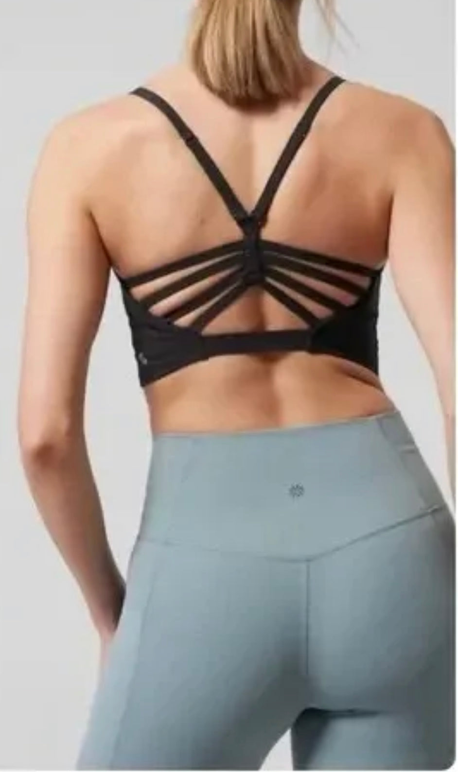 ATHLETA Elation Strappy Long Line Bra D/DD Black, Large NEW! A11