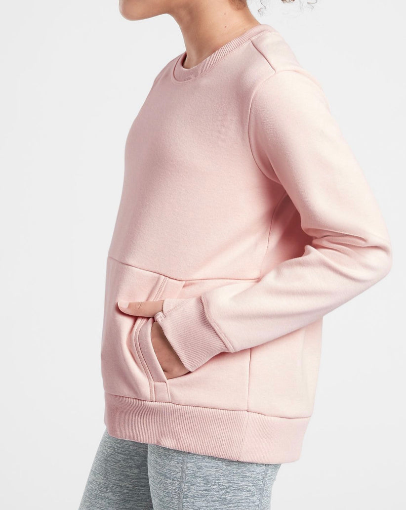 ATHLETA GIRL Crazy Cozy Crewneck Sweatshirt Soft Pink