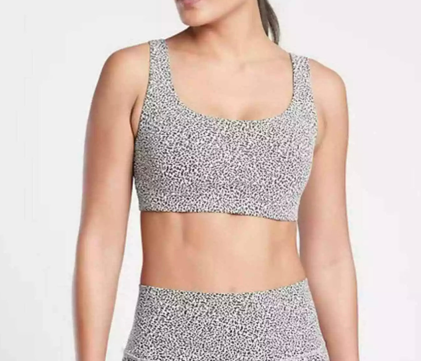 ATHLETA D-DD Exhale Textured Bra, Jacquard Black and White